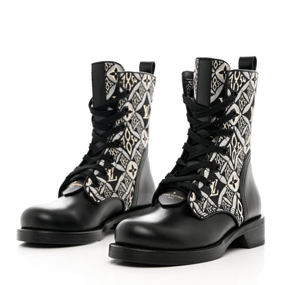 Louis Vuitton Jacquard Calfskin Since 1854 Metropolis Flat Ranger Boot 36 Gray 3 of 11