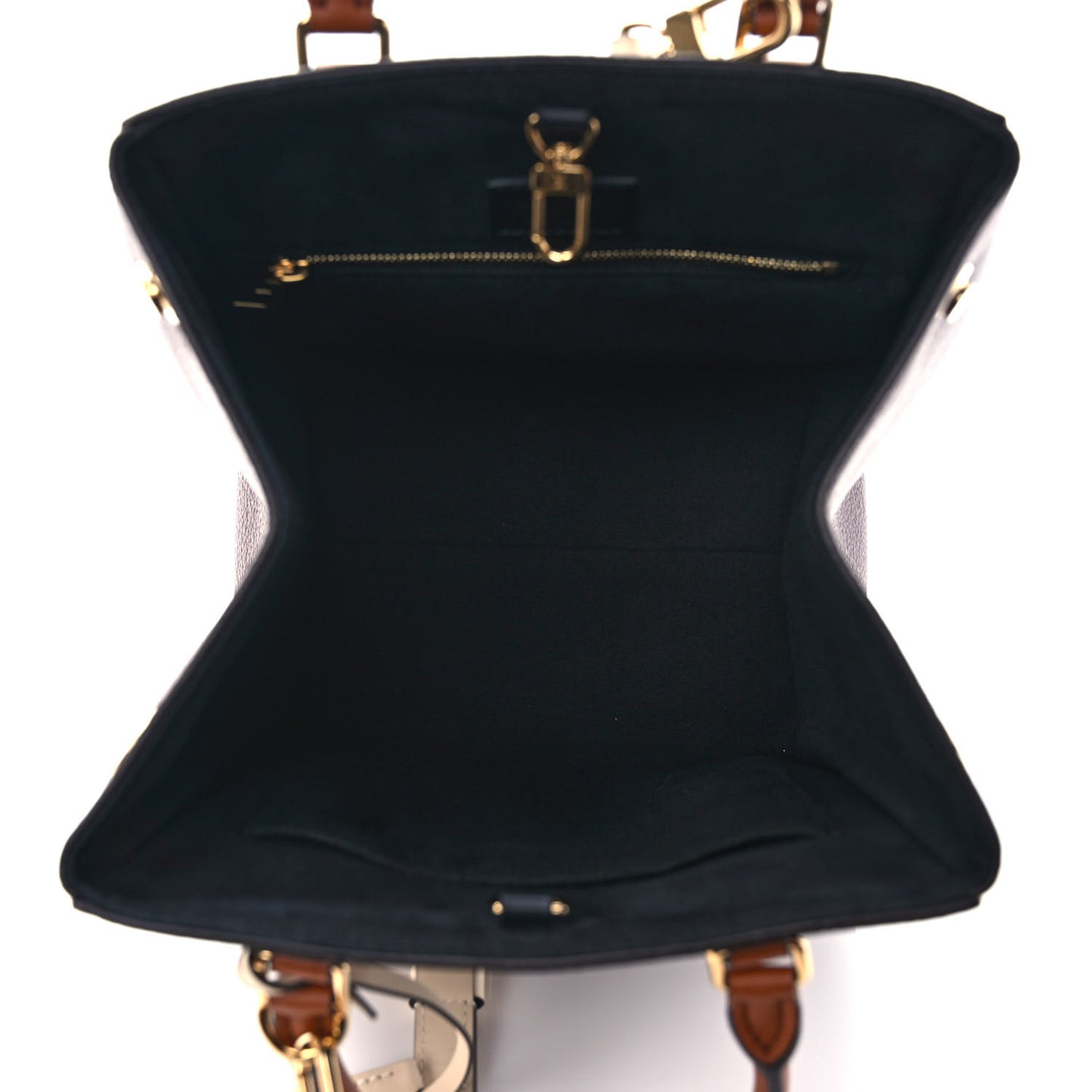 Calfskin Monogram Fold Tote MM Black Wine Cream