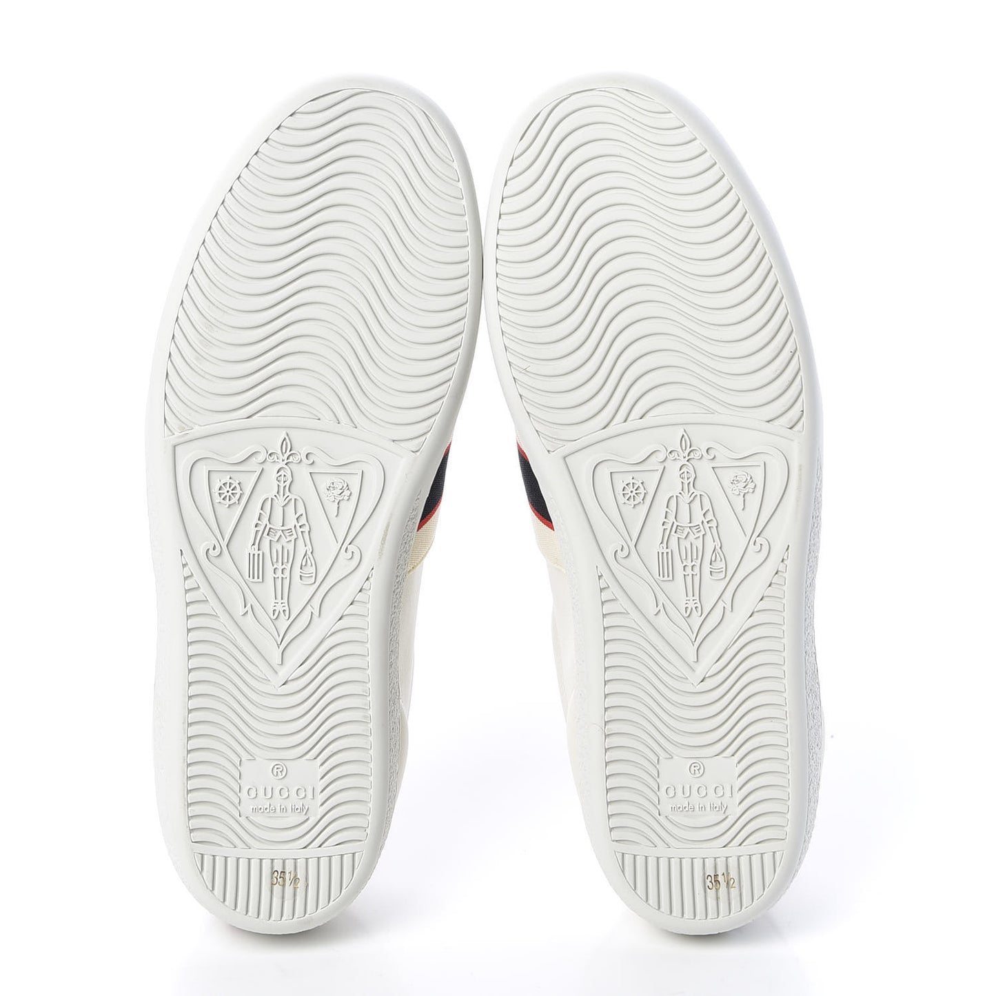 Calfskin Stripe Womens New Ace Sneakers 35.5 New Mystic White Ecru Red Flame