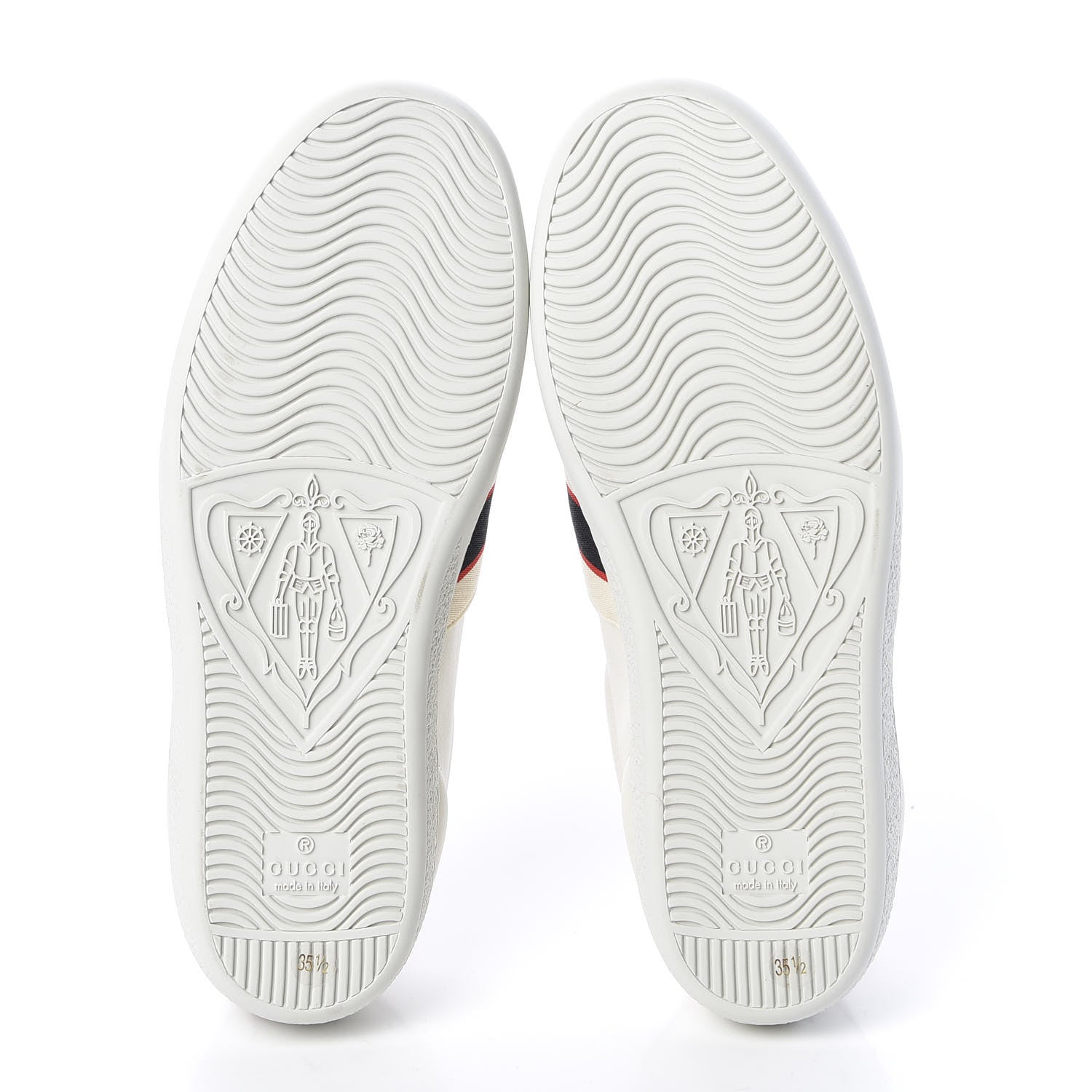 Gucci Calfskin Stripe Womens New Ace Sneakers 35.5 New Mystic White Ecru Red Flame 5 of 10