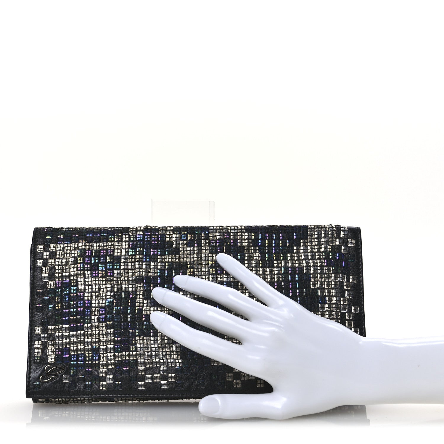 Gucci Calfskin Studded Evening Clutch  Black Silver 2 of 11