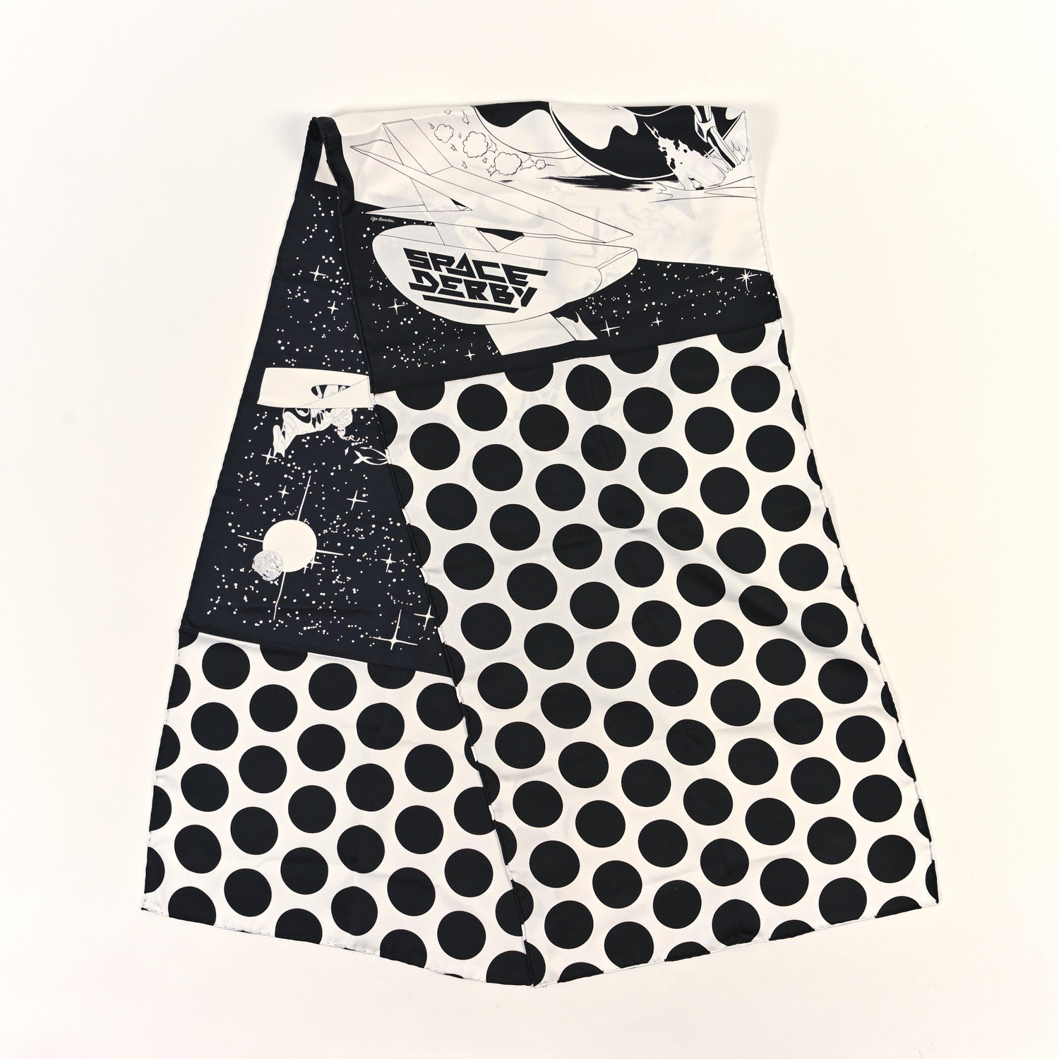 Hermes Silk Space Derby Muffler Black White 2 of 3