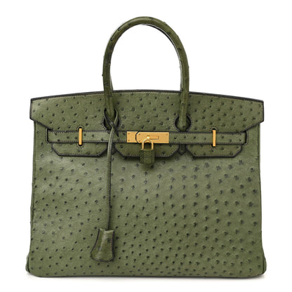 Hermes Ostrich Birkin 35 Vert Olive 1 of 23