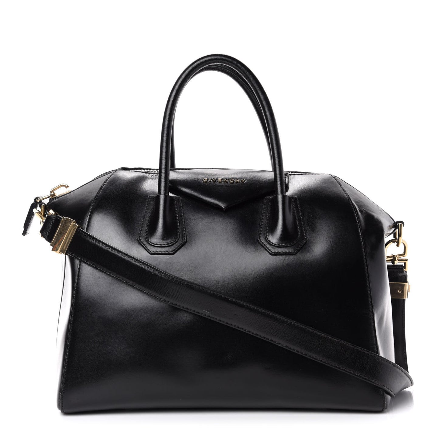 Shiny Lord Calfskin Medium Antigona Black