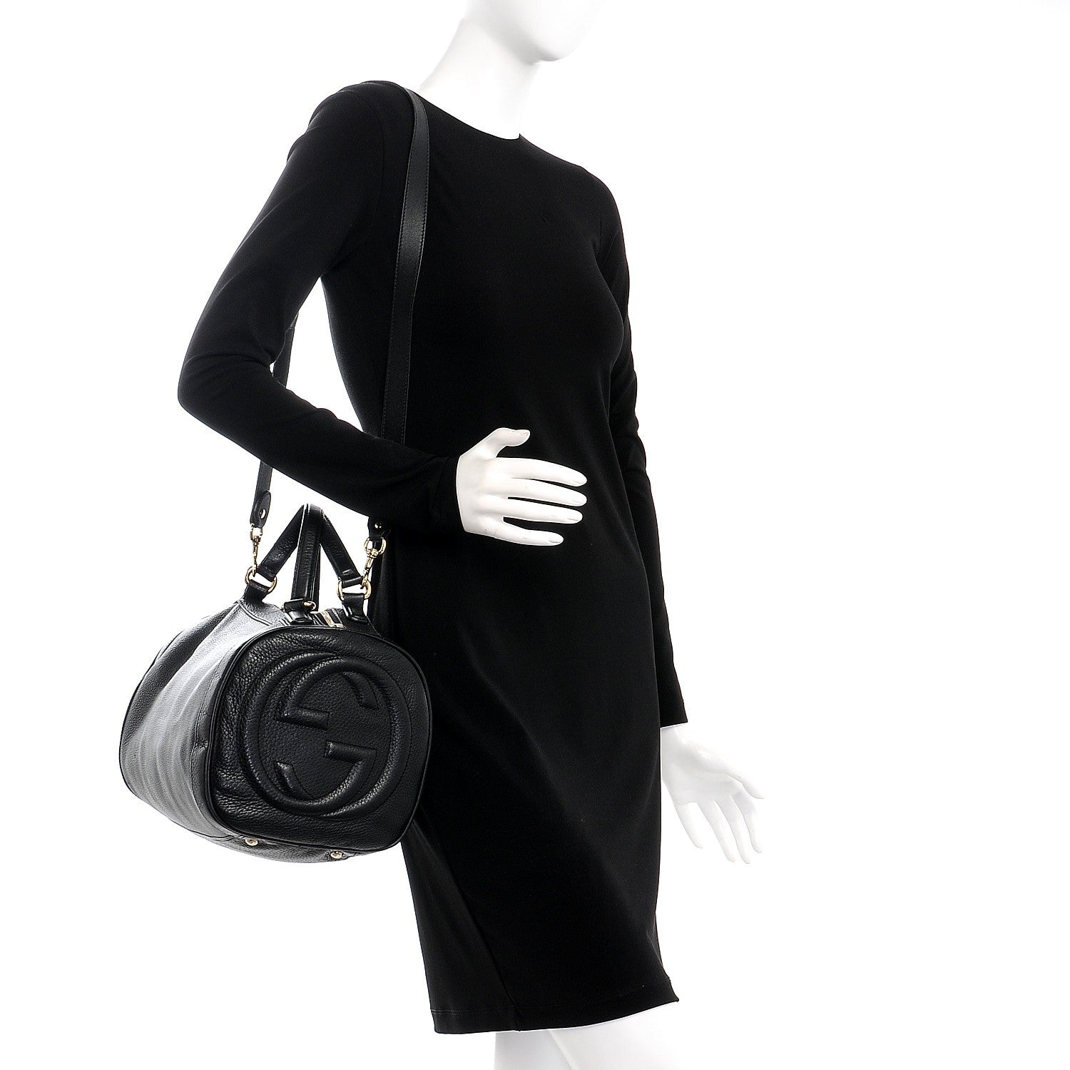 Gucci Pebbled Calfskin Medium Soho Boston Black 2 of 10