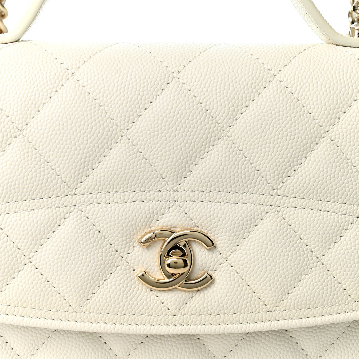 Caviar Quilted Top Handle Mini Chanel 25 Backpack White