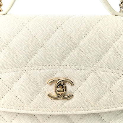 Chanel Caviar Quilted Top Handle Mini Chanel 25 Backpack White 9 of 12
