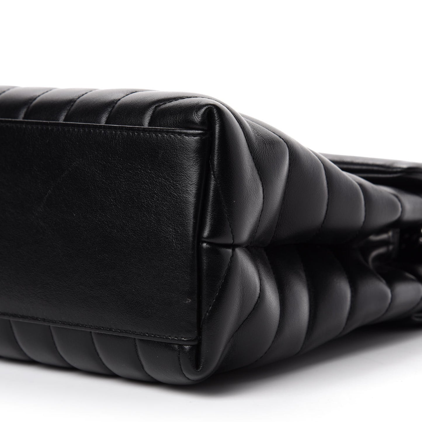 Calfskin Y Quilted Monogram Medium Loulou Chain Satchel Black