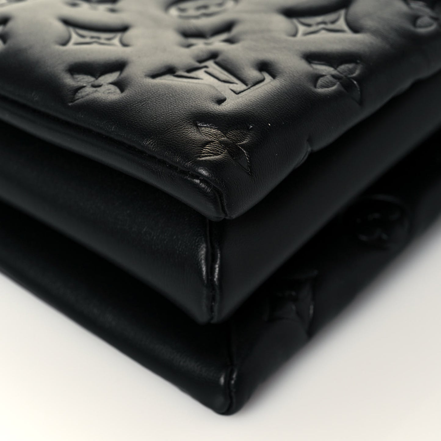 Lambskin Embossed Monogram Coussin MM Black
