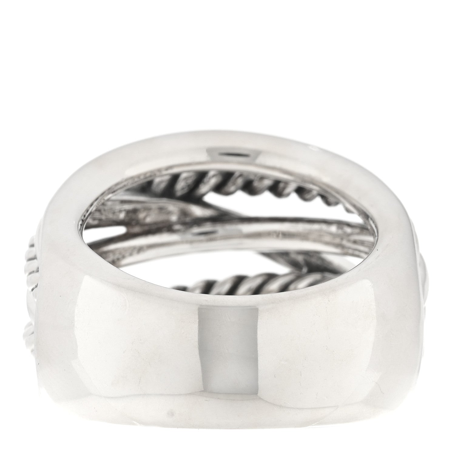 David Yurman Sterling Silver 18mm Wide Crossover Cable Ring 58 8.25 3 of 4