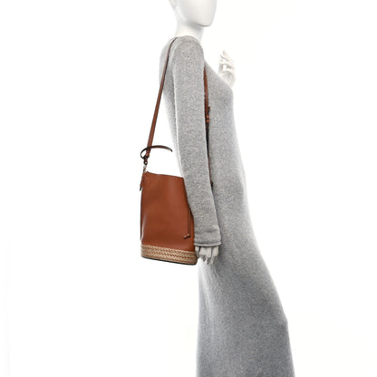 Loewe Calfskin Raffia Gate Bucket Bag Tan 2 of 10