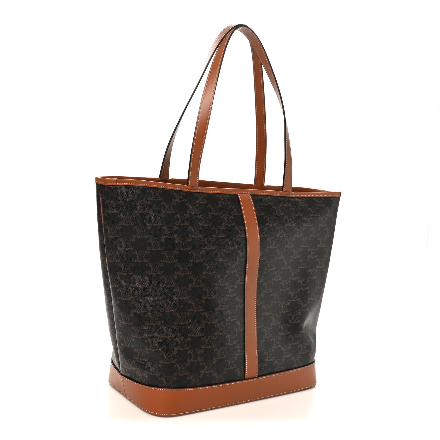 Celine Triomphe Canvas Calfskin Medium Cabas Bag Tan 3 of 9