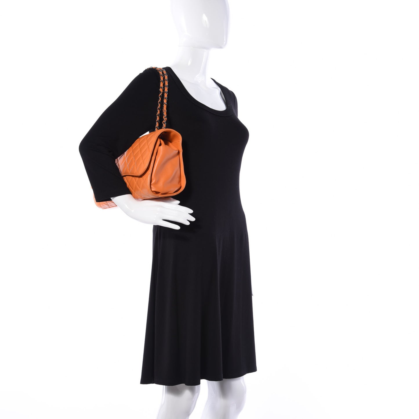 Lambskin Quilted Jumbo Grocery By Chanel Drawstring Shopping Bag Orange