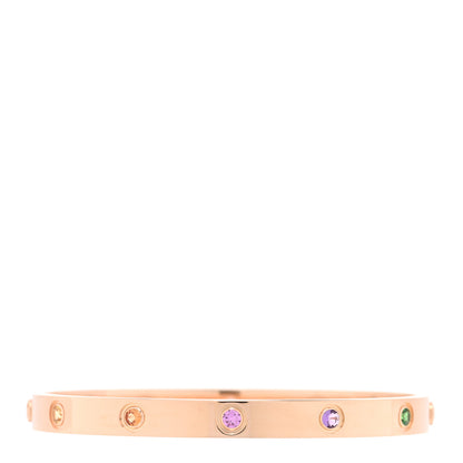 Cartier 18K Pink Gold Sapphire Garnet Amethyst LOVE Bracelet 18 1 of 8