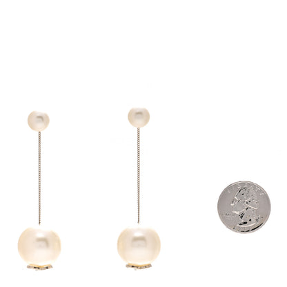 Chanel Pearl CC Chain Drop Earrings Gold 2 of 3