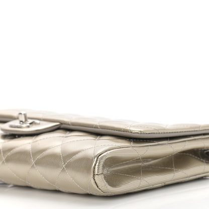 Chanel Striated Patent Quilted Clutch With Chain Flap Beige 10 of 10