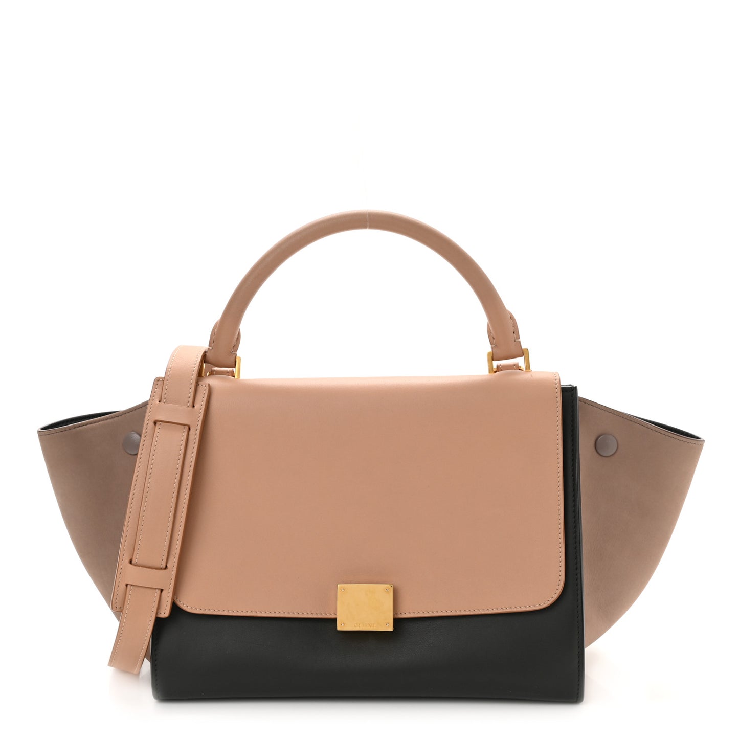 Smooth Calfskin Nubuck Small Tri-Color Trapeze Nude