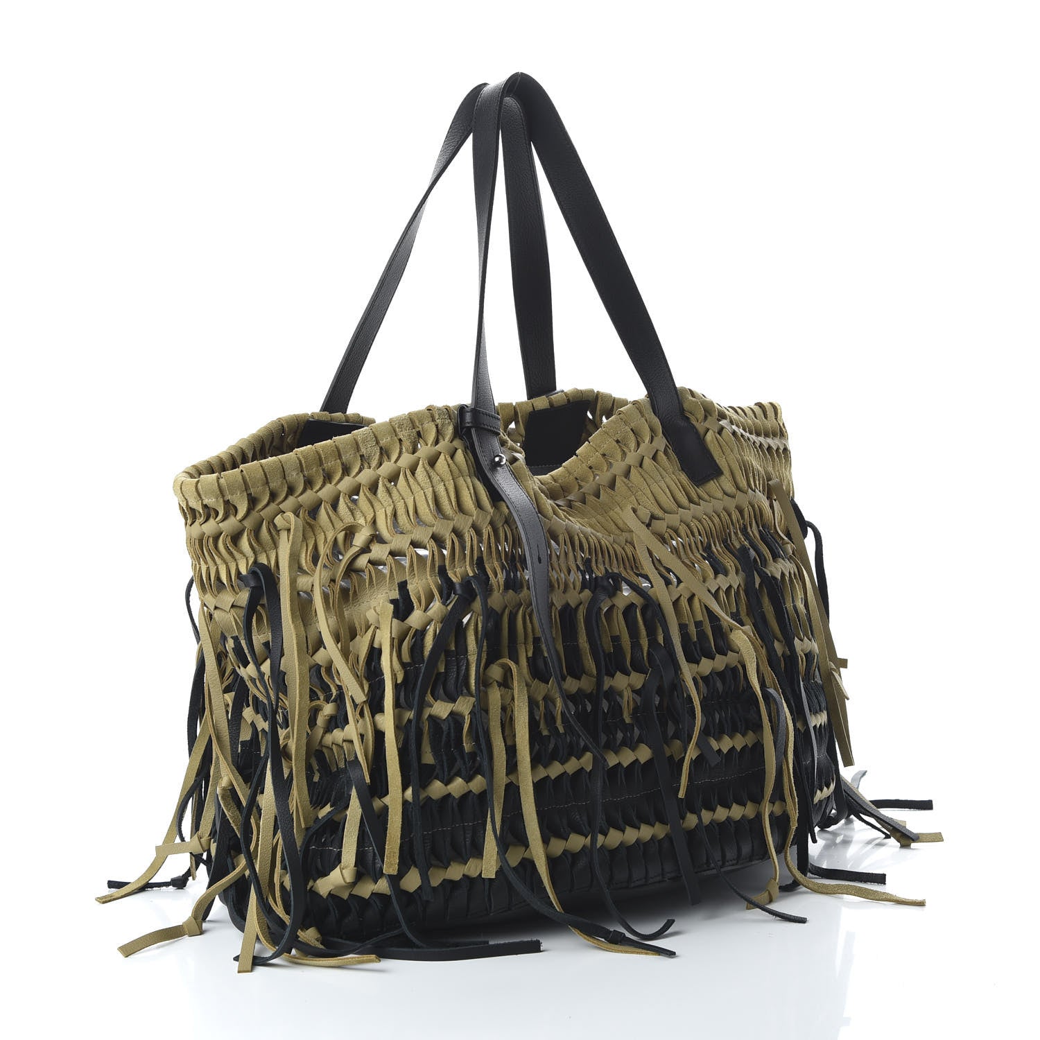 Loewe Calfskin Woven Tote Bag Gold Black 3 of 8