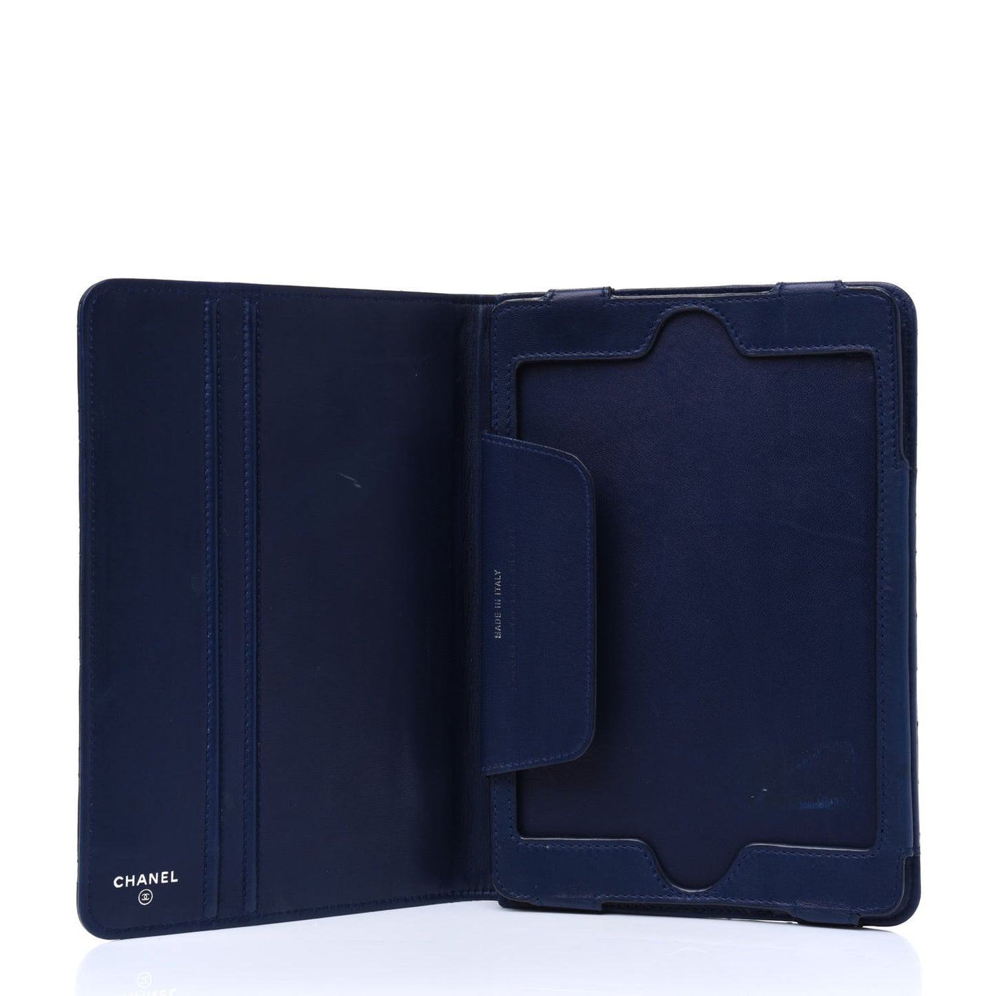 Lambskin Quilted iPad Case Navy Blue