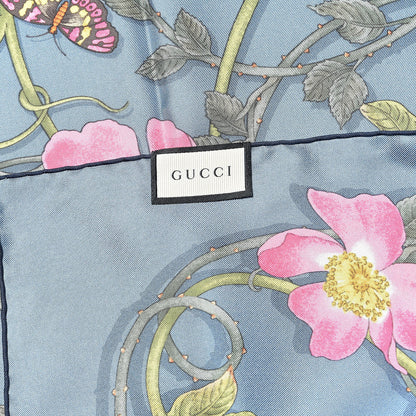 Gucci Silk Twill Flowerwebby Square Scarf Sky Blue 3 of 4