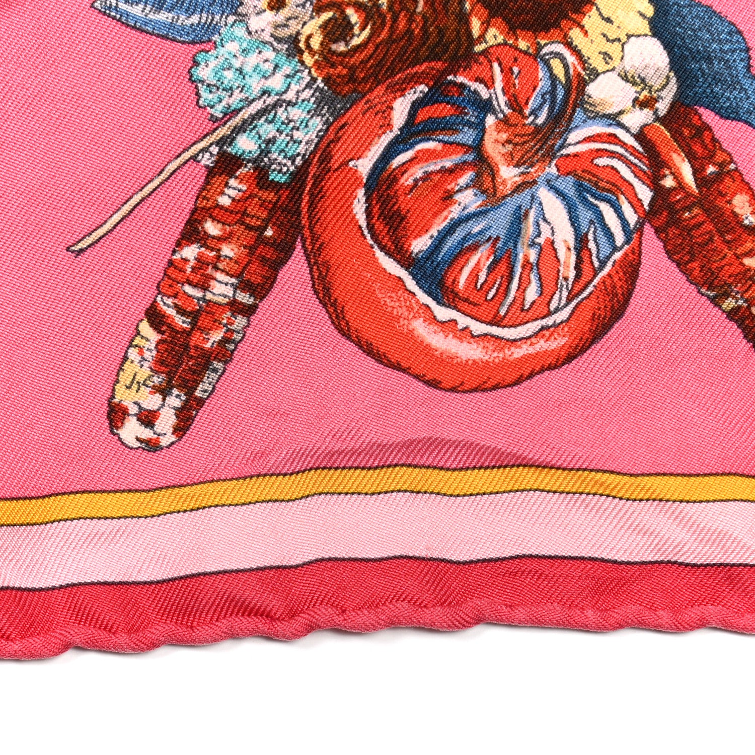 Hermes Silk Kachinas Wash Scarf 90 Rose Bleu Corail 6 of 6
