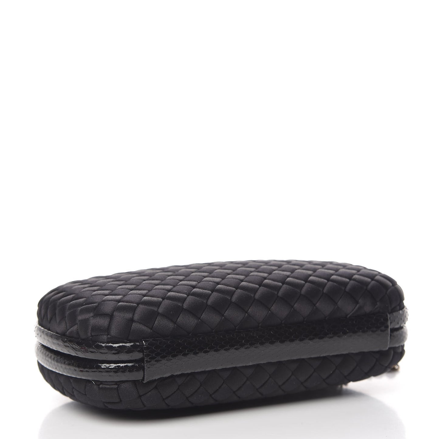 Satin Ayers Intrecciato Chain Knot Clutch Black