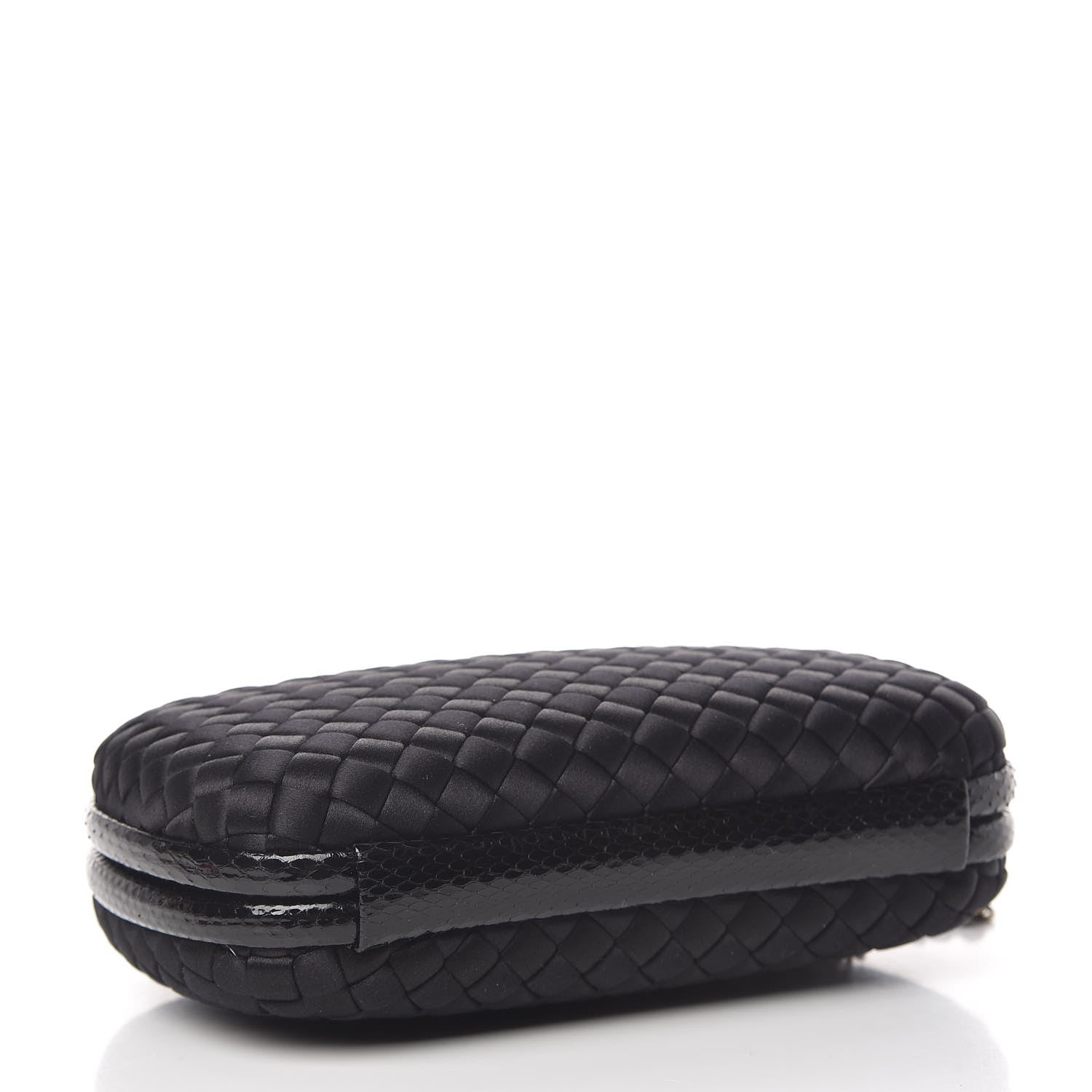 Bottega Veneta Satin Ayers Intrecciato Chain Knot Clutch Black 4 of 9