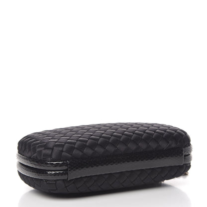 Bottega Veneta Satin Ayers Intrecciato Chain Knot Clutch Black 4 of 9