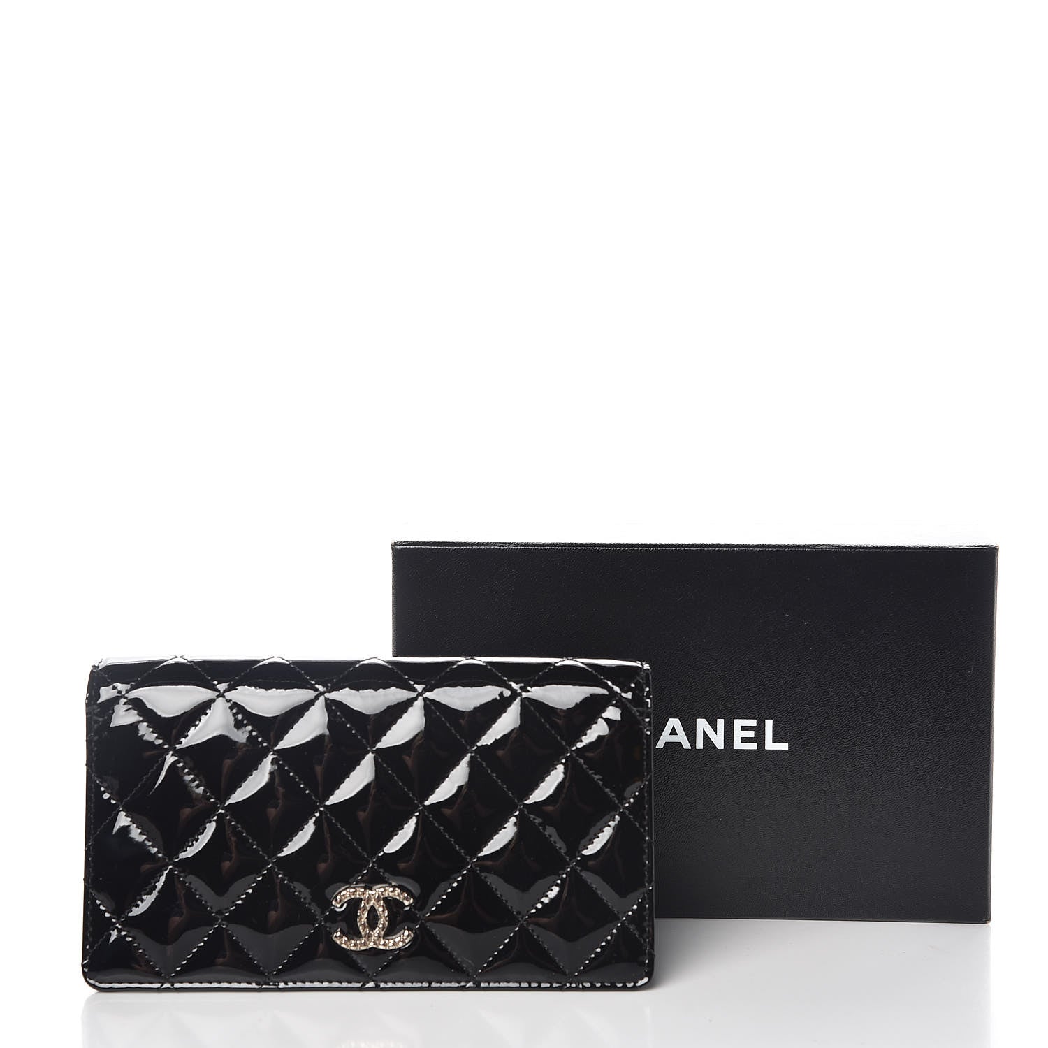 Chanel Patent Quilted Brilliant Yen Wallet Black 9 of 9