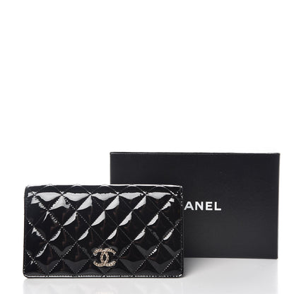 Chanel Patent Quilted Brilliant Yen Wallet Black 9 of 9