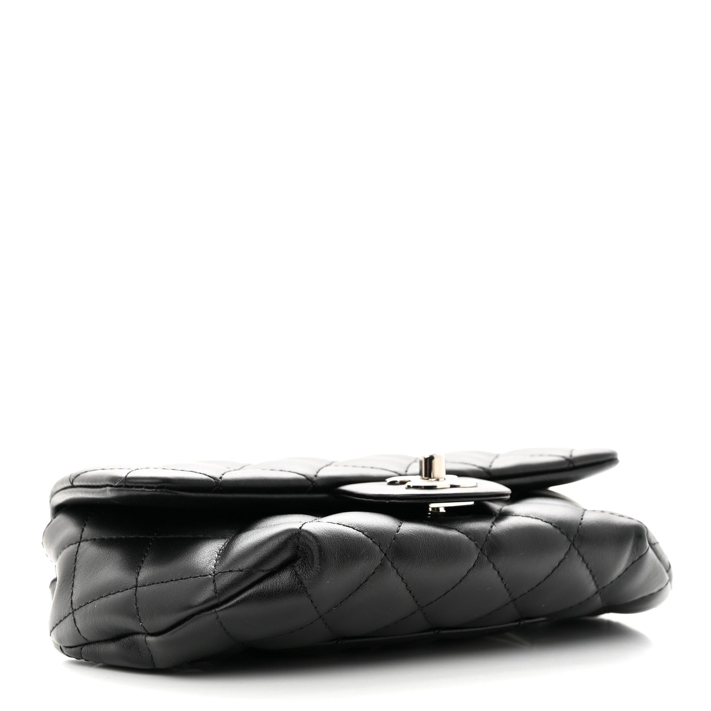 Calfskin Quilted CC Uniform Flap Belt Bag Black