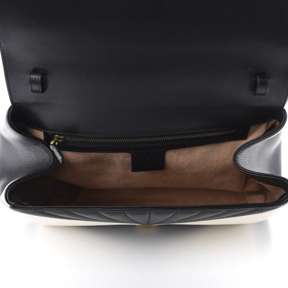 Gucci Calfskin Bamboo Trapuntata Queen Margaret Top Handle Bag Mystic White Black 5 of 10