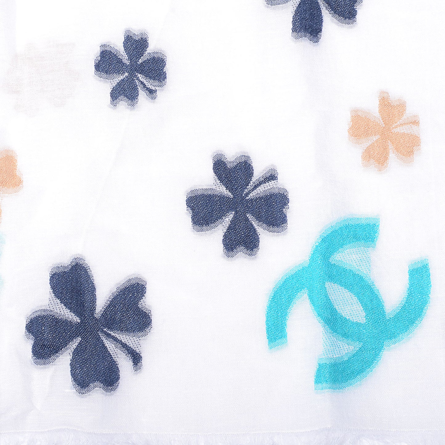 Linen Cotton Wool CC Clover Scarf White