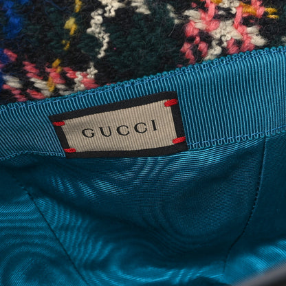 Gucci Wool Tweed Wide Brim Hat L Blue Pink Black 8 of 10