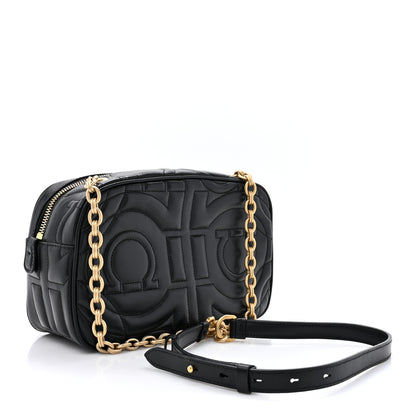 Salvatore Ferragamo SALVATORE FERRAGAMO Calfskin Quilted Gancini Camera Bag Black 3 of 13