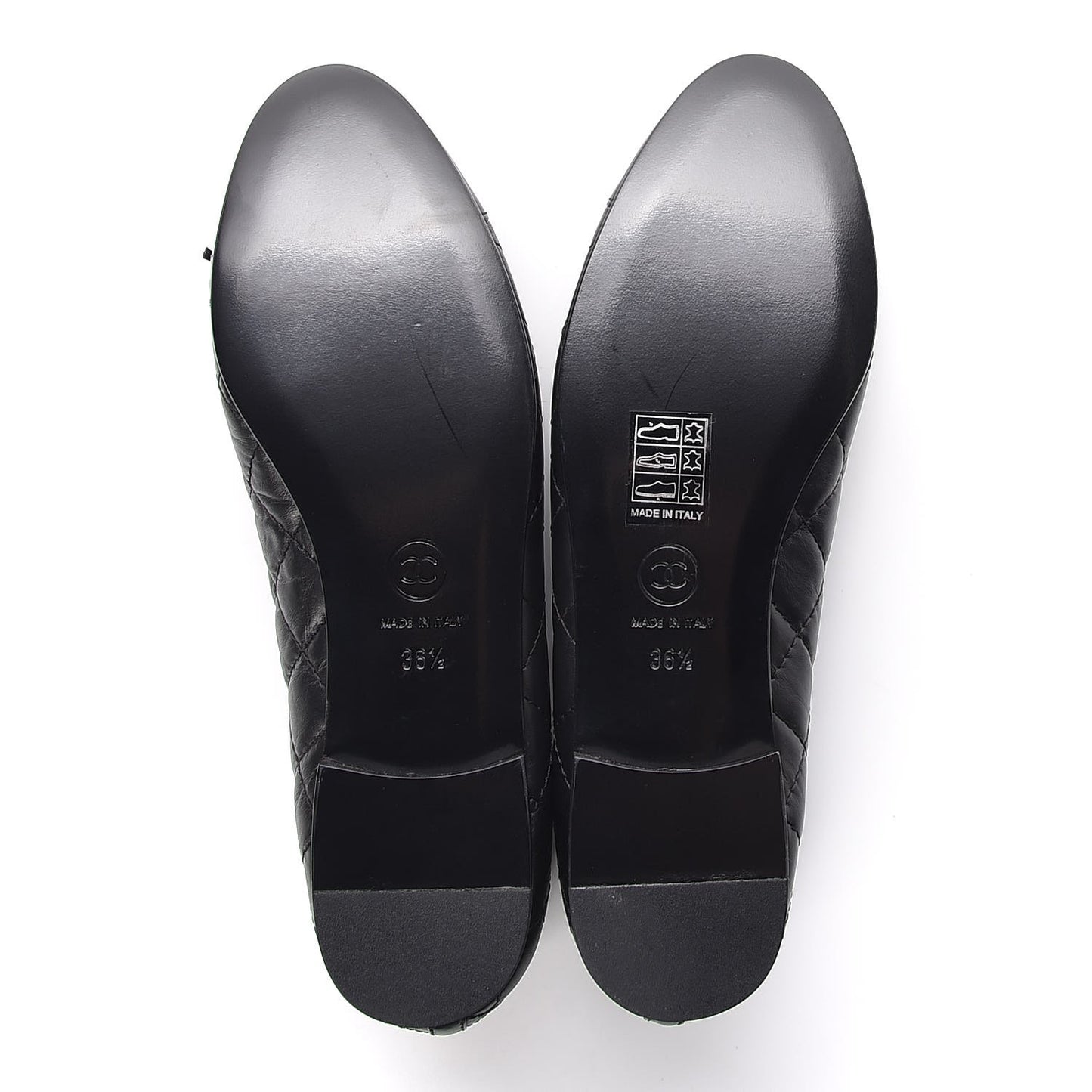 Lambskin Patent Quilted Cap Toe Ballerina Flats 36.5 Black
