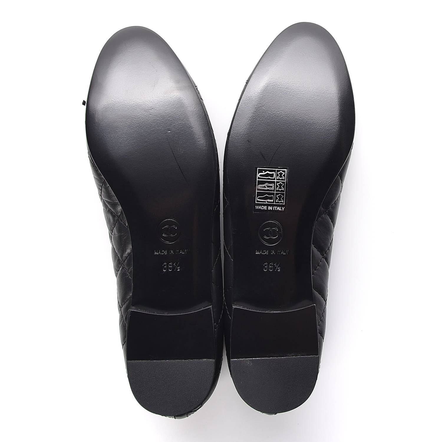 Chanel Lambskin Patent Quilted Cap Toe Ballerina Flats 36.5 Black 5 of 8