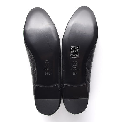 Chanel Lambskin Patent Quilted Cap Toe Ballerina Flats 36.5 Black 5 of 8