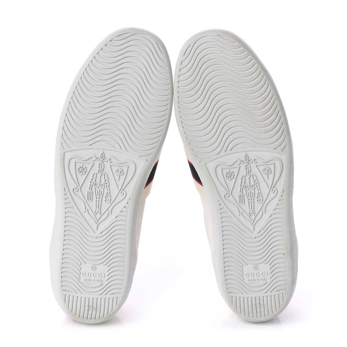 Calfskin Stripe Womens New Ace Sneakers 37.5 New Mystic White Ecru Red Flame