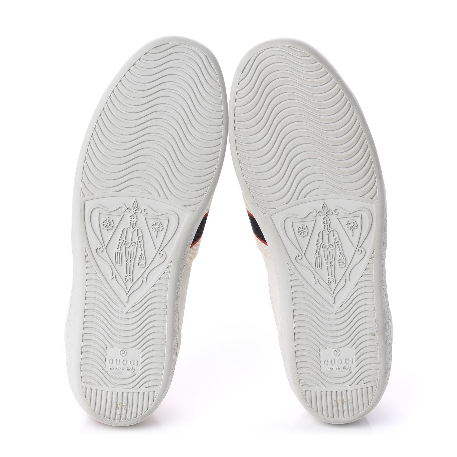 Gucci Calfskin Stripe Womens New Ace Sneakers 37.5 New Mystic White Ecru Red Flame 5 of 10