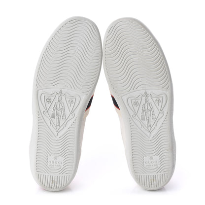 Gucci Calfskin Stripe Womens New Ace Sneakers 37.5 New Mystic White Ecru Red Flame 5 of 10