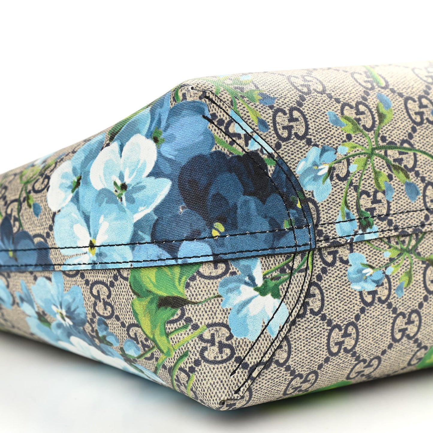 GG Supreme Monogram Blooms Small Reversible Tote Beige Blue Navy