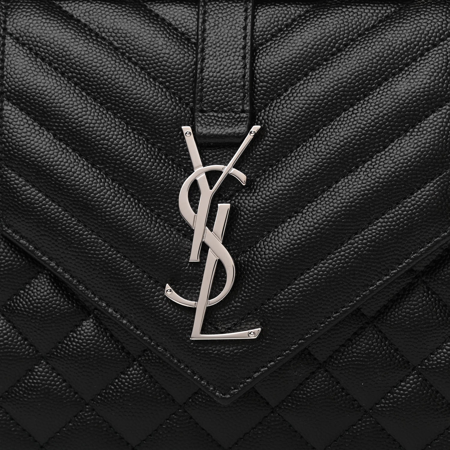 Saint Laurent Grain De Poudre Textured Mixed Matelasse Triquilt Medium Monogram Satchel Black 8 of 10