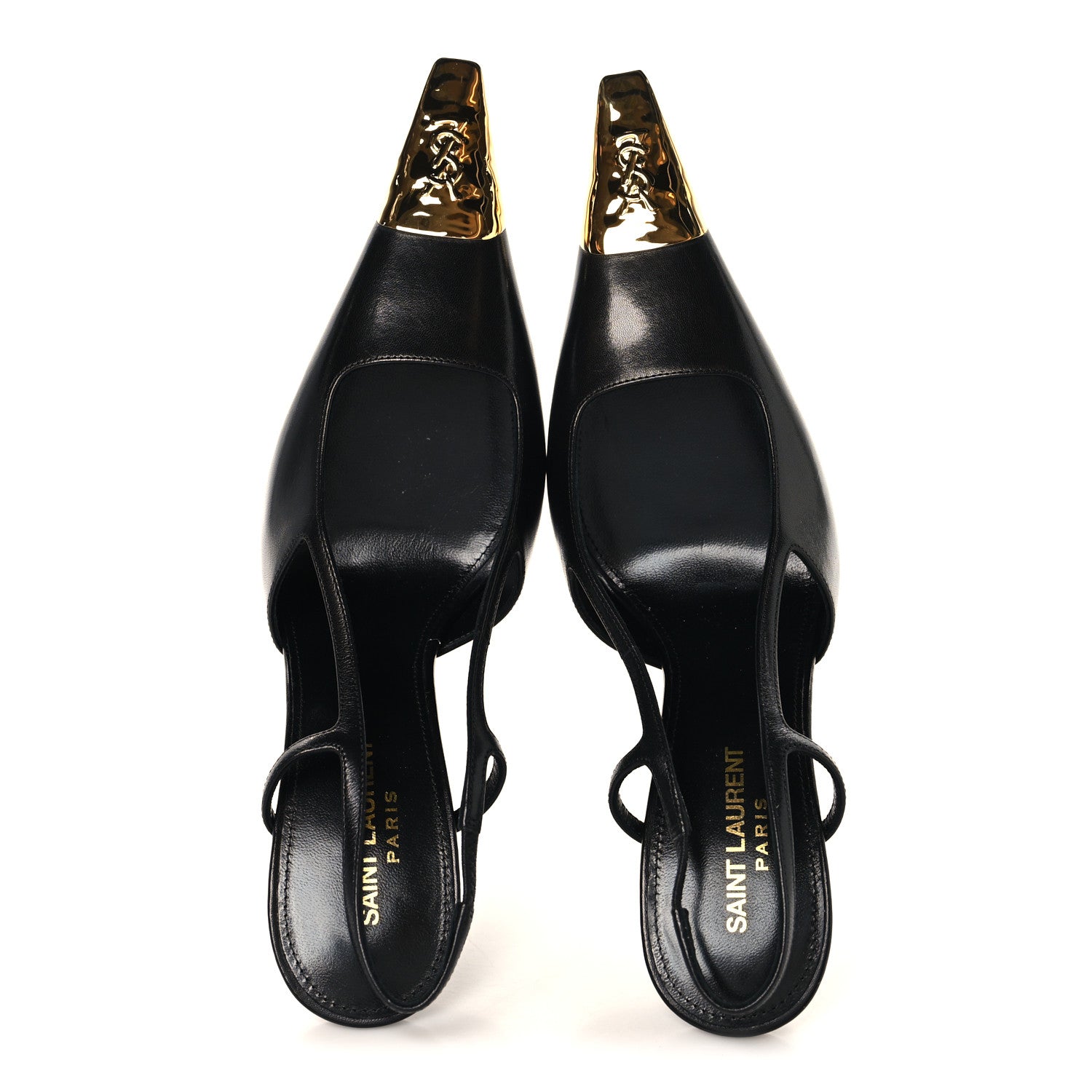 Saint Laurent Smooth Calfskin Jeanne 110 Slingback Pumps 39.5 Black 2 of 9