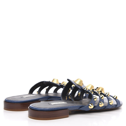 Balenciaga Agneau Giant Gold Stud Sandals 40 Blue 4 of 8
