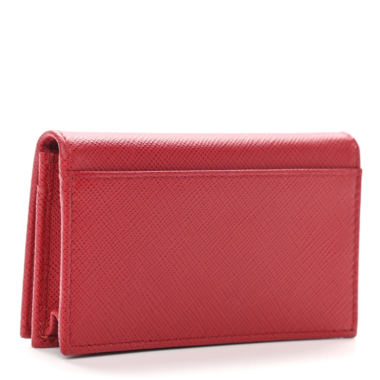 Saffiano Metal Bi-Fold Card Holder Wallet Fuoco
