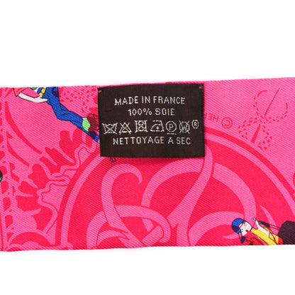 Hermes Silk Ex-Libris Les Parisie Twilly Rose Indien Vert Bleu 2 of 4