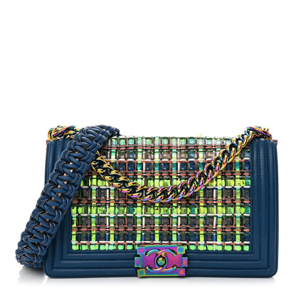 Chanel PVC Thread Woven Medium Boy Flap Dark Blue 1 of 15
