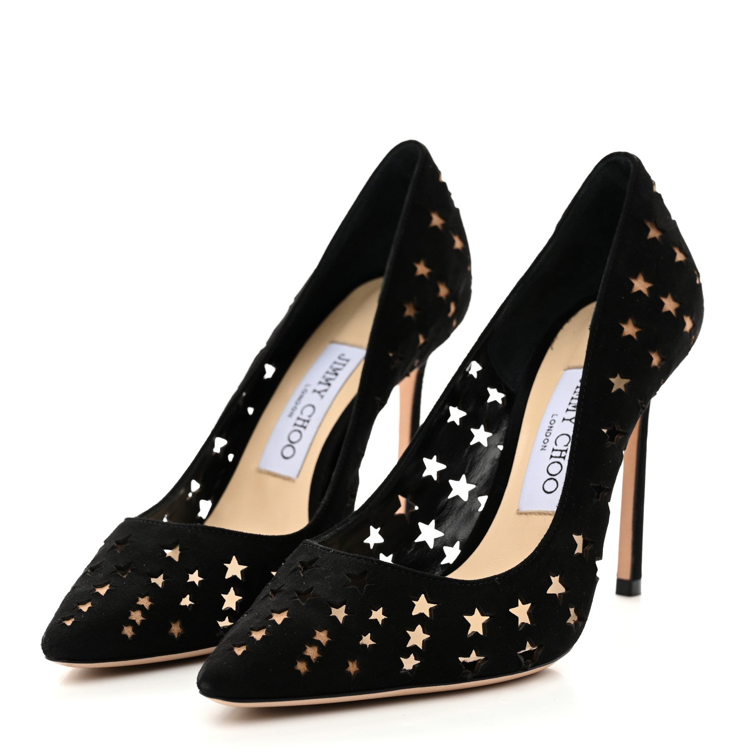 Jimmy Choo Suede Perforated Romy 100 Pumps 36 Black 1791696