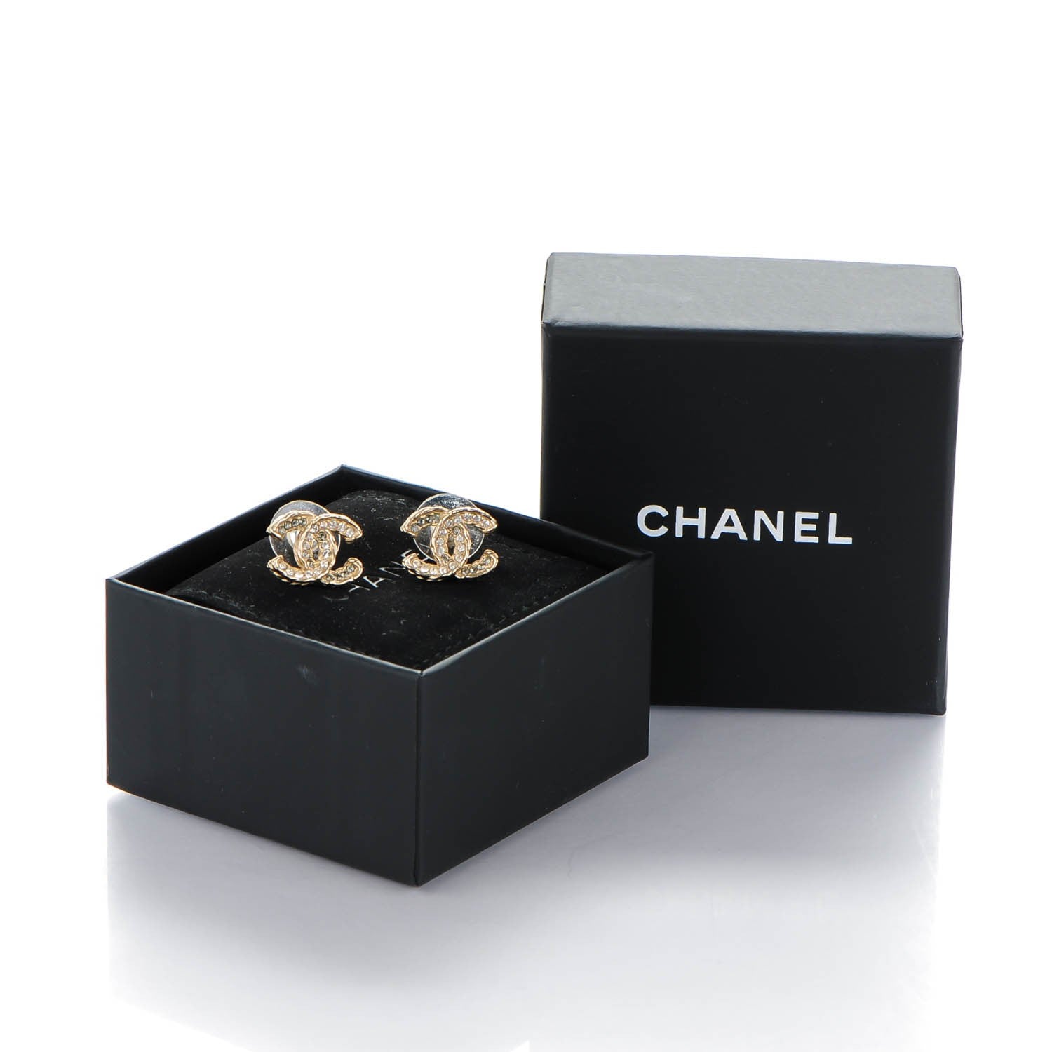 Chanel Crystal CC Earrings Gold 5 of 5